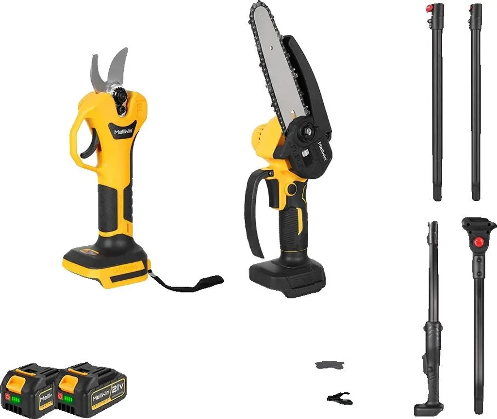 Sécateur de jardin électrique à batterie et manche télescopique adaptable