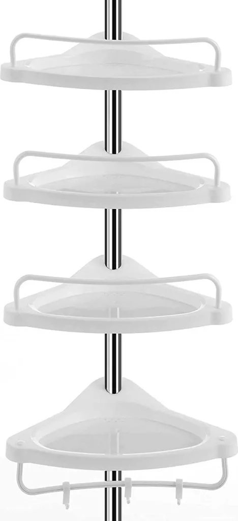 Serviteur de douche d'angle réglable avec 4 tablettes et crochets - 9