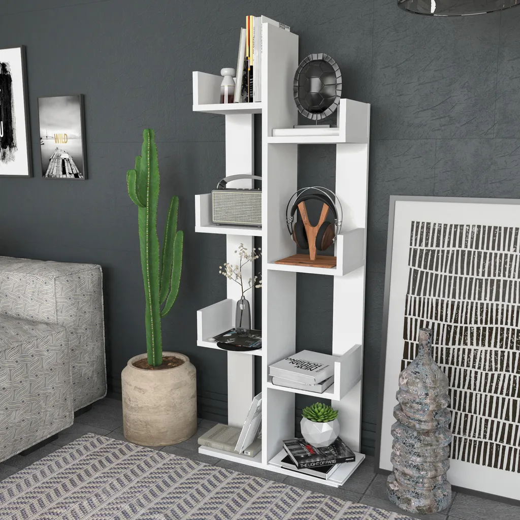Bibliothèque compacte blanche Luisa 137 cm : solution gain de place déco - 3