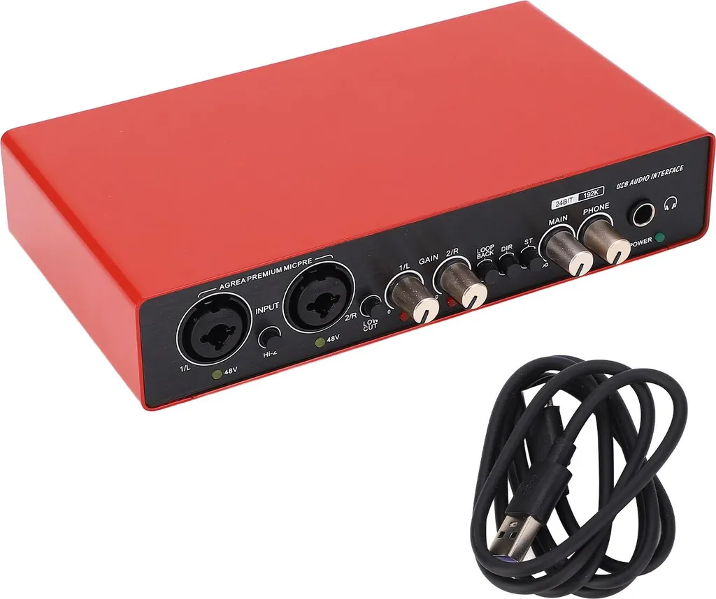 Mini Carte Son USB Digitale Rouge avec Effets de Voix pour Enregistrement