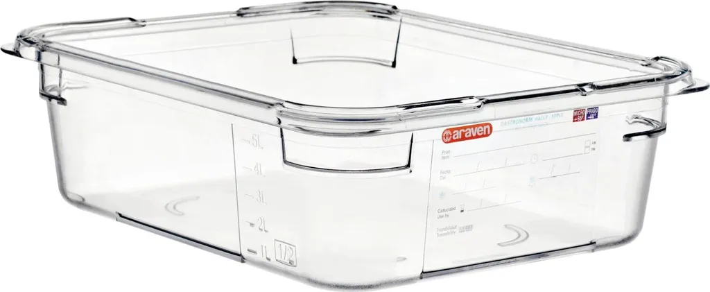 Araven Contenitore Alimenti 2,5 L Con Coperchio | GN 1/3, 65 Mm | Set Da 4 In Polipropilene