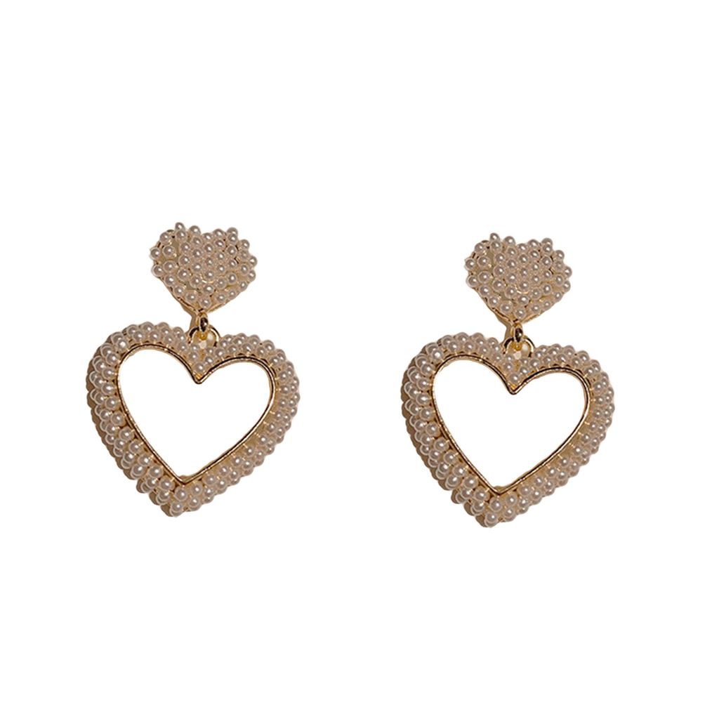 1 paar Wolke Form Strass Piercing Frauen Ohrringe Herz Imitation Perlen Baumeln Ohrringe Schmuck Zubehör-B