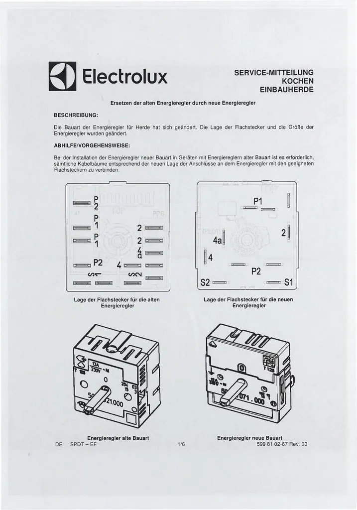 Interrupteur plaque de cuisson pour AEG et Electrolux réglage continu - 6