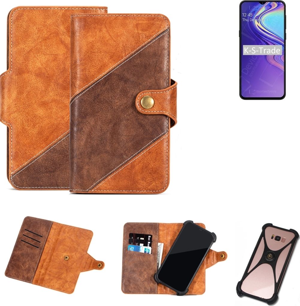 K-S-Trade Handyhülle Schutzhülle Bookstyle Case Wallet-Case kompatibel mit Samsung Galaxy M30 Cover Klapphülle Kantenschutz Smartphone dunkelbraun