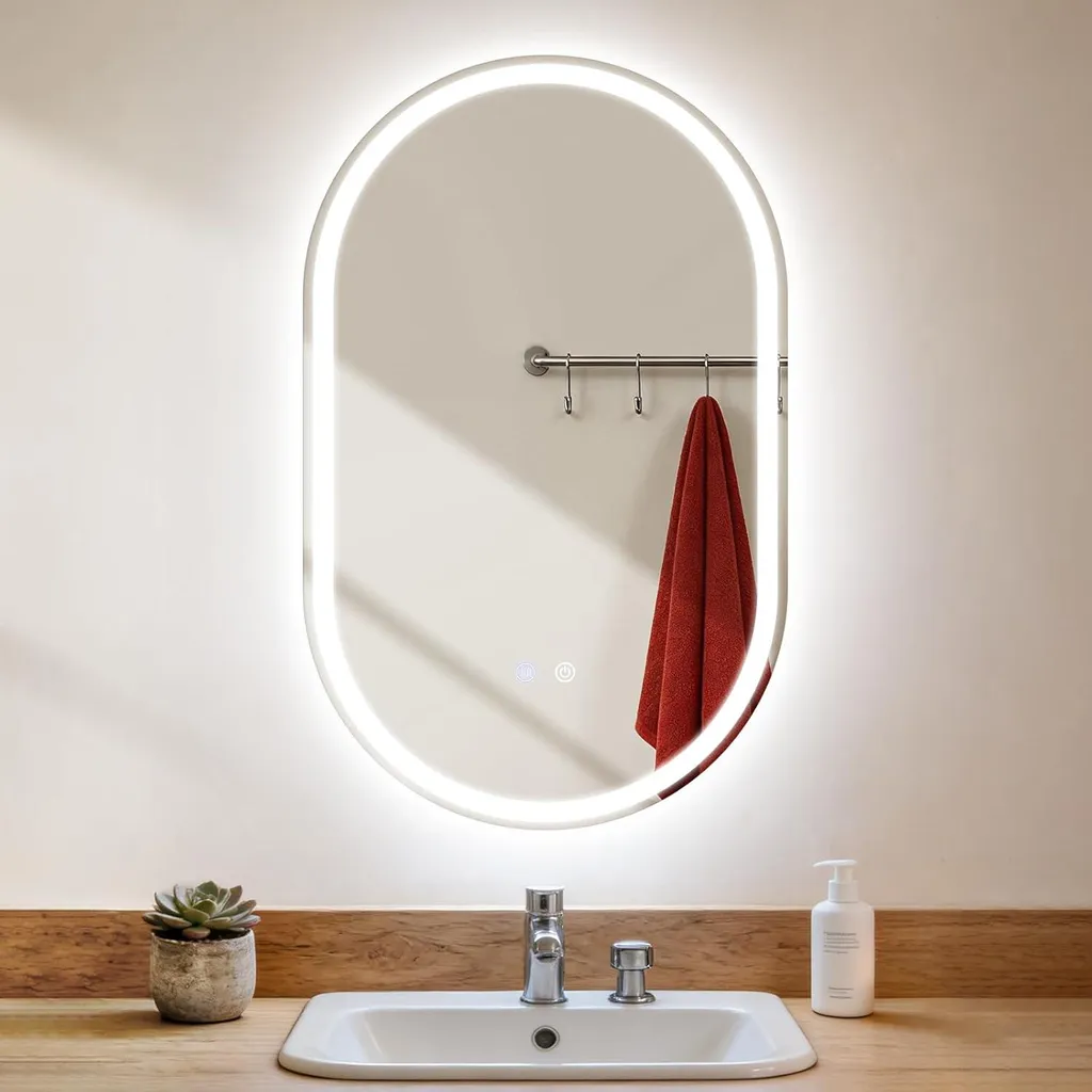 Miroir LED 3000K-6500K avec interrupteur tactile 50x80cm réglable ZMH