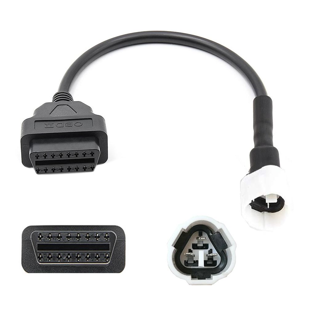 F96C Bolwins OBD2 Diagnose Adapterkabel 30 cm – 3-Pin auf OBD2 – passend für Yamaha Motorrad – Fehler lesen & löschen