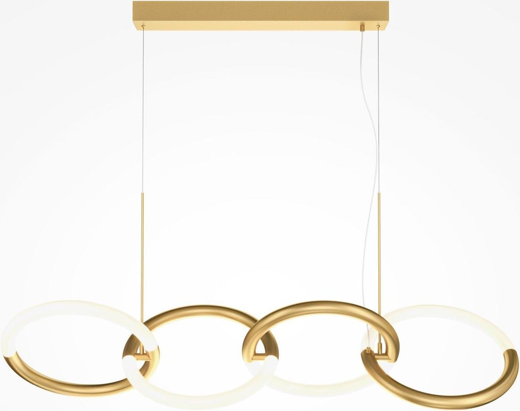 LED Hängeleuchte Metall warmweißes Licht 3000 K 2600 lm H: max. 120 cm in Gold Weiß länglich Modern