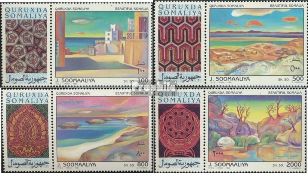 Briefmarken Somalia 1995 Mi 551-554 mit Zierfeld (kompl.Ausg.) postfrisch Landschaften