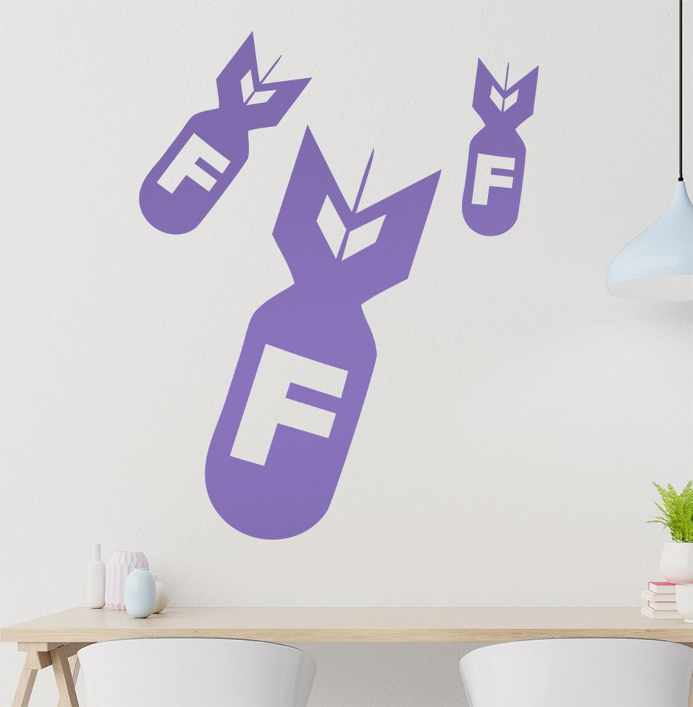 F-BombS Wandtattoo in 6 Größen - Wandaufkleber Wall Sticker - Dekoration, Küche, Wohnzimmer, Schlafzimmer, Badezimmer