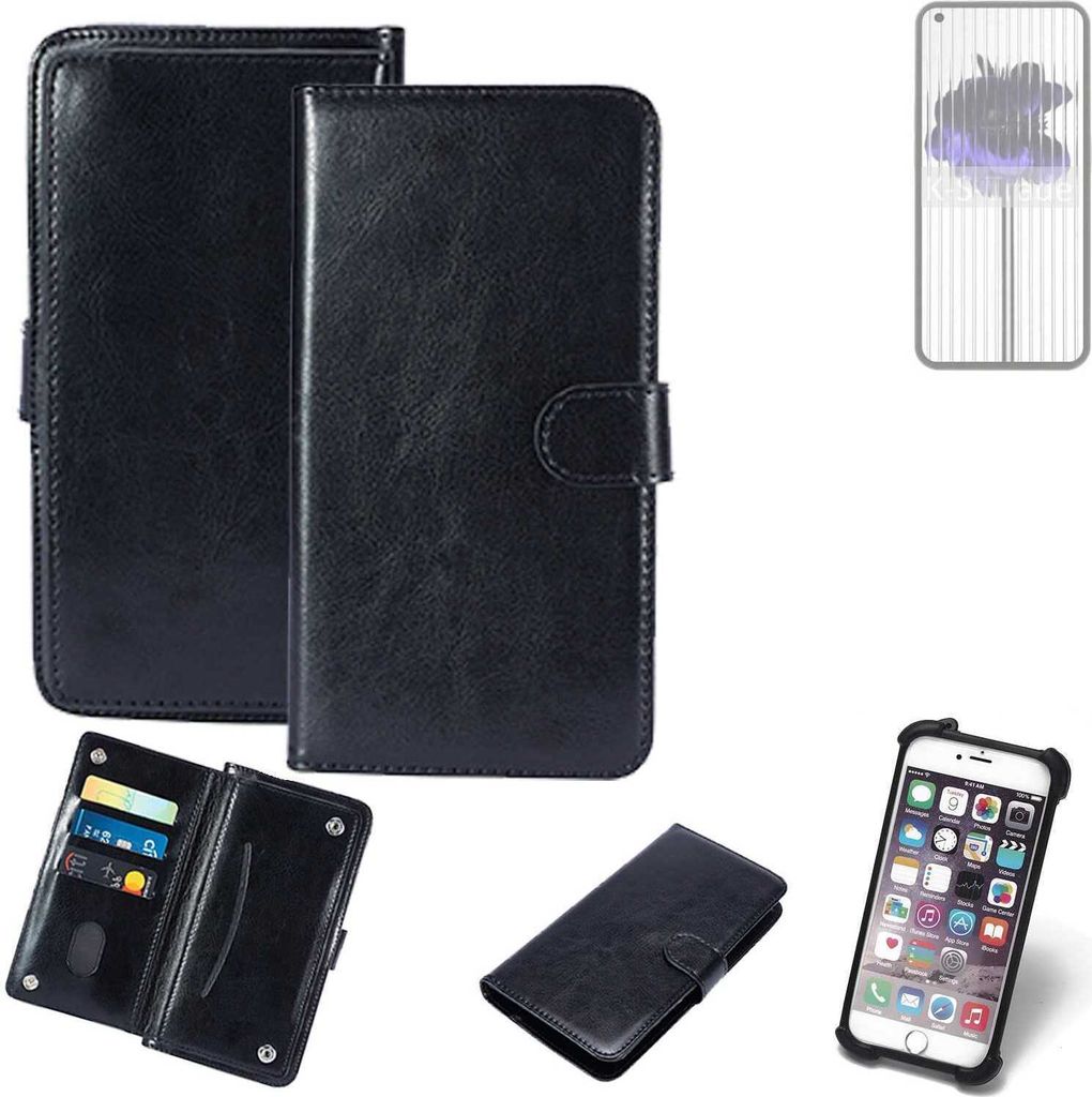 K-S-Trade 360° Hülle kompatibel mit Nothing 1 schwarz Kunstleder Case BookCase WalletCase Kunstlederederhülle Handyhülle, Rundumschutz Bumper (1x)
