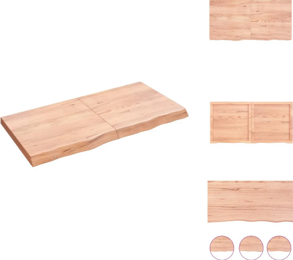 vidaXL Mensola a muro marrone chiaro 120x60x(2-6) cm in legno massiccio di rovere trattato - Mensole a muro