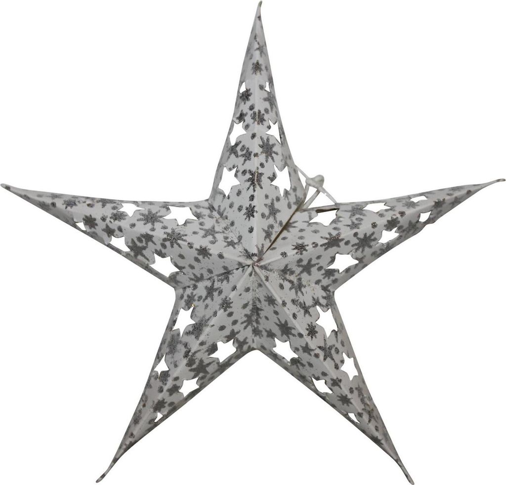 Papierstern - Weihnachtsstern - Stern 5zackig - weiß-silber gemustert - 20 cm