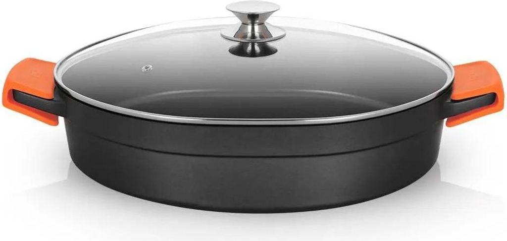 Orbegozo cdb niedriger Kochtopf Serie 10,5l - Aluminiumguss nicht verformbar - Griffe de Silikon - geeignet für alle Arten de Brenner - Antihaft-O...