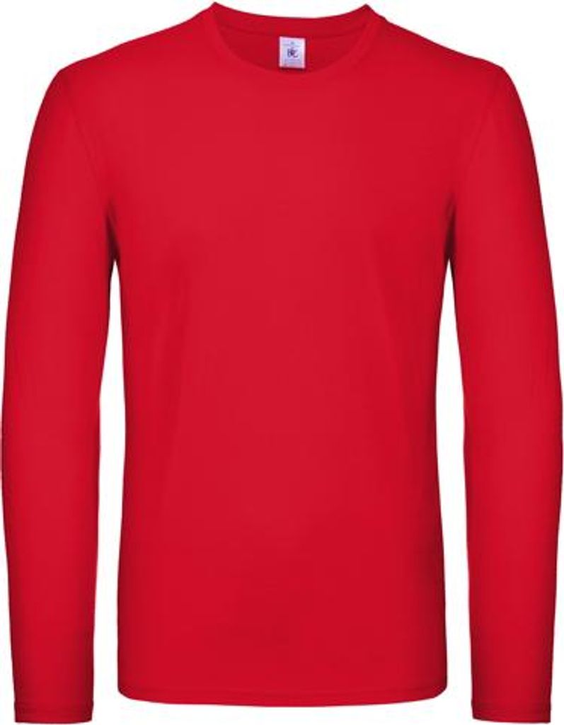 Herren-T-Shirt, Langarm - B&C #E150 LSL - red - Größe M