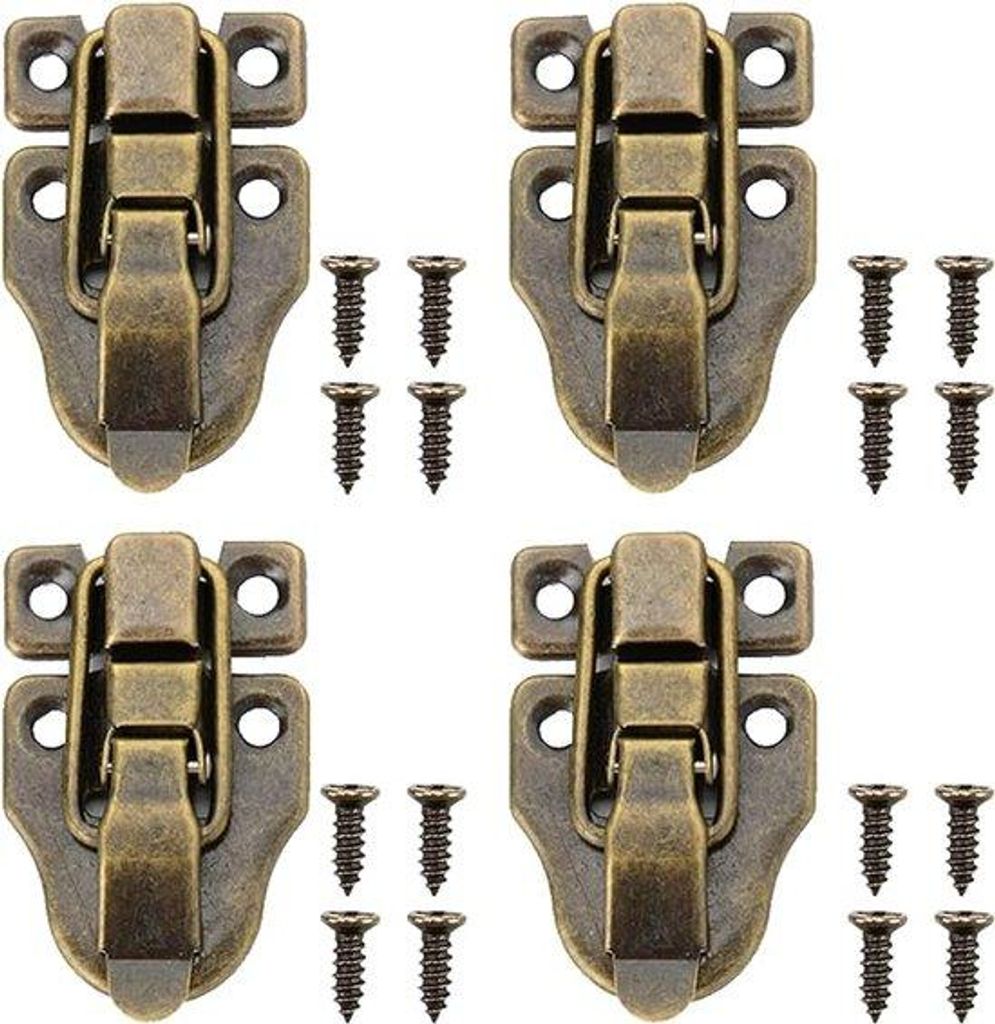 Hölzerne Kastenschlösser - 10 Stück, Holzschubladenverschlüsse, Retro-Kistenverschlüsse, mit Schrauben, Kleine Retro-Schubladenverschlüsse f...