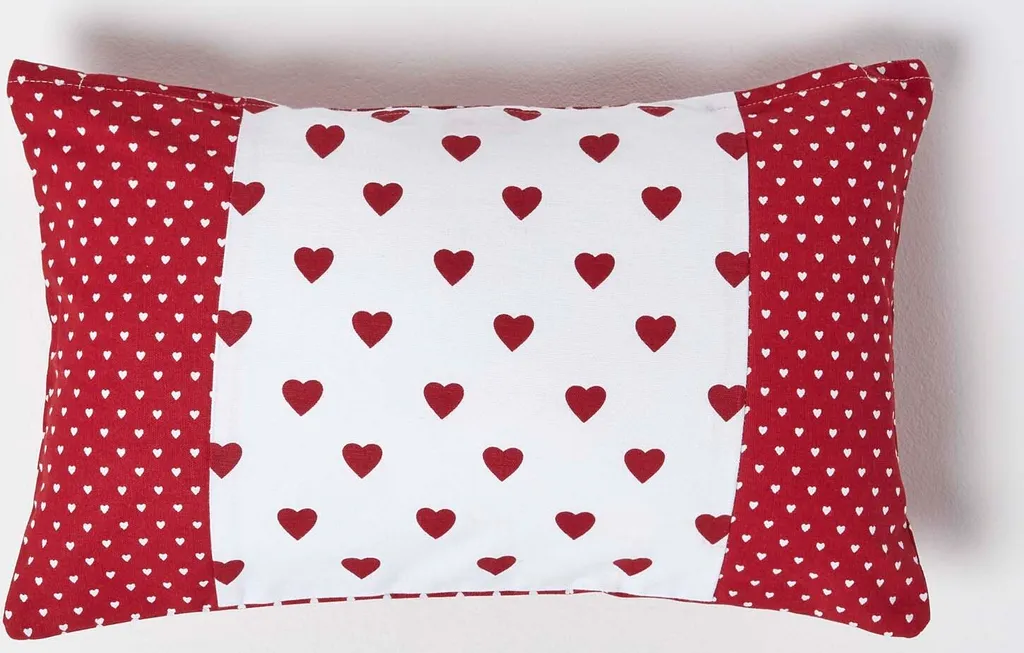Housse de Coussin Décorative Rectangulaire Rouge Style Patchwork 30x50