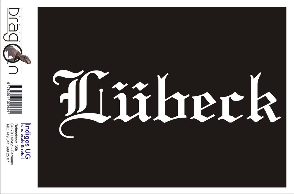 Aufkleber / Autoaufkleber - JDM / Die cut / Auto / OEM - Stadt Lubeck - 200x60mm rot - Heckscheibe / Heckscheibenaufkleber