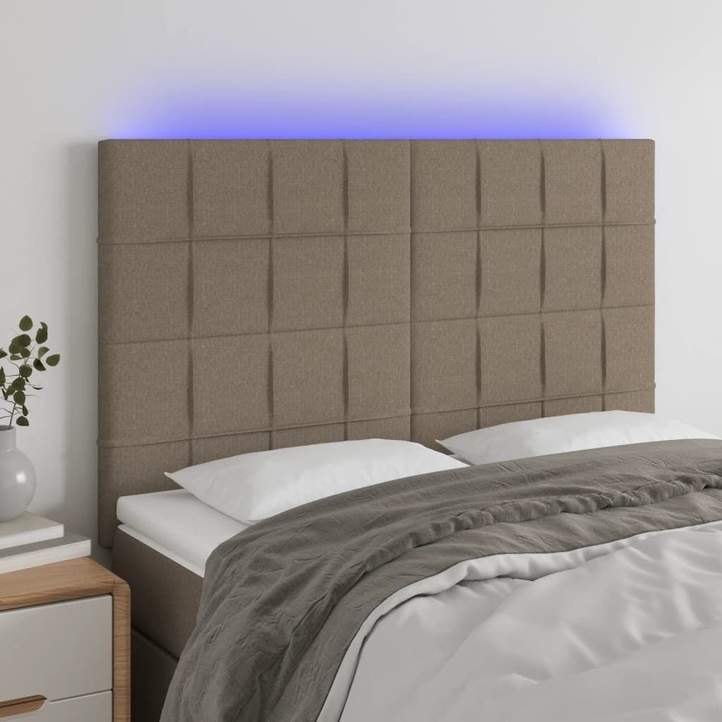 The Living Store LED Kopfteil Taupe 144x5x118/128 cm Stoff
