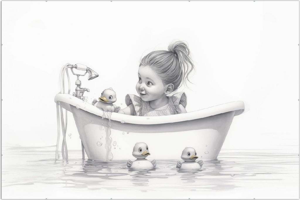 Wallario Wandbild Quietscheenten-Spaß, Größe: 61 x 91,5 cm, Poster mit rahmenlosen Bildhalter