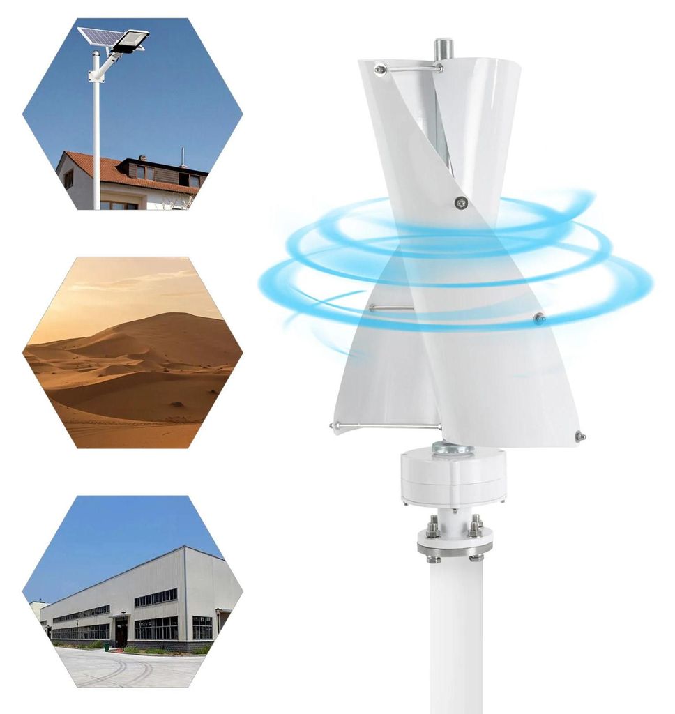 Vertikale Windturbine - Windgenerator 24V - Max. 100W - IP67 - Tragbar - Für Haus & Wohnmobil - Silber