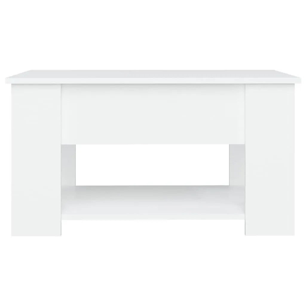 Table basse de salon rectangulaire blanche 79 cm en bois composite chic - 7