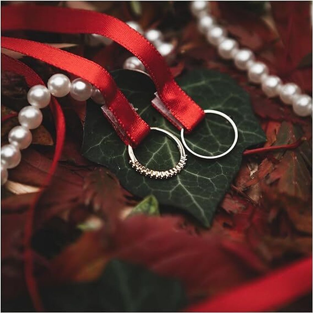 Rotes Elegantes Verlobungsband, Ringband mit Perlen - Nisan Produktbild 