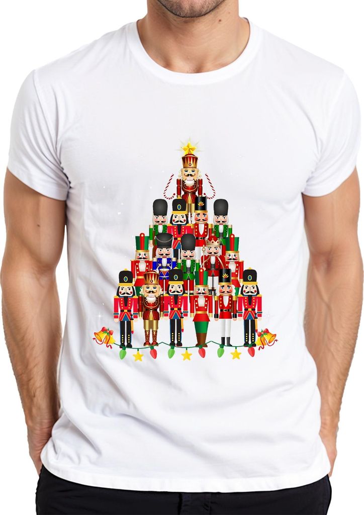 Nussknacker Pyramide Weihnachtsbaum Geschenk Vintage Herren T-Shirt, Weiß, XXL