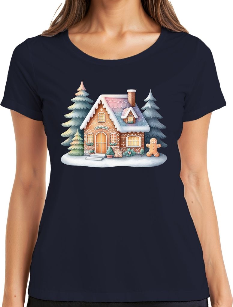 Lebkuchenhaus - Weihnachten Weihnachtsgeschenk Christmas Damen T-Shirt, Navy, XL