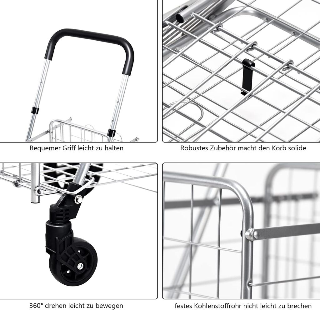 GOPLUS Klappbarer Einkaufswagen, Einkaufstrolley mit Produktbild 4