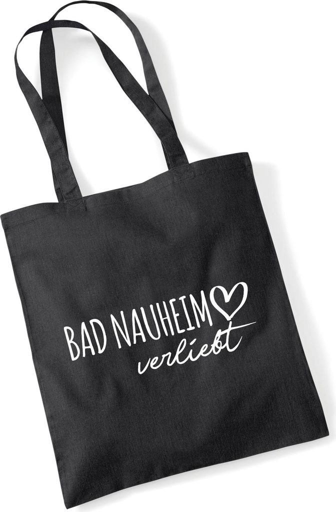 Huuraa Jutebeutel Bad Nauheim verliebt 10 Liter Black Baumwolle Tasche Geschenkidee