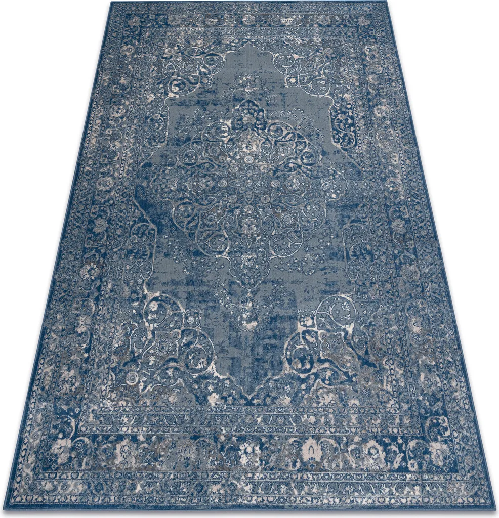 Tapis en Laine NAIN Vintage 7599/51611 Bleu et Beige - 80x150 cm