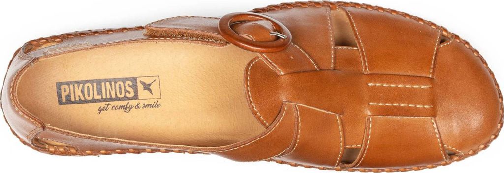 Pikolinos Damen Sandale Leder Keilabsatz Cutouts Schnalle P. Vallarta 655-0845, Größe:41 EU, Farbe:Braun