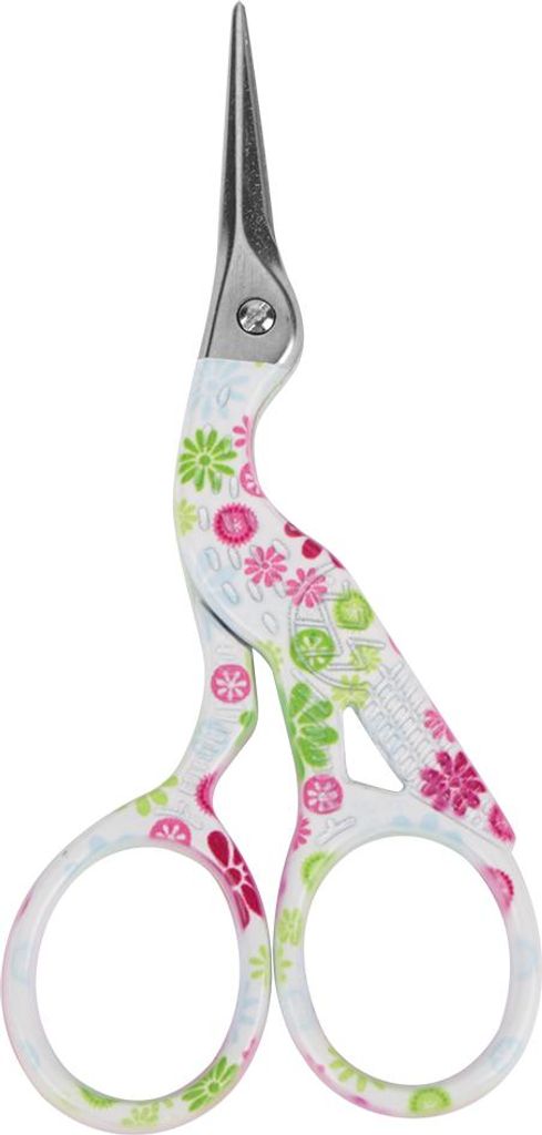 Mini Bunte Kohlenstoffstahl Stickerei Kran Form Nähschere (weißer mundrosa Blume)
