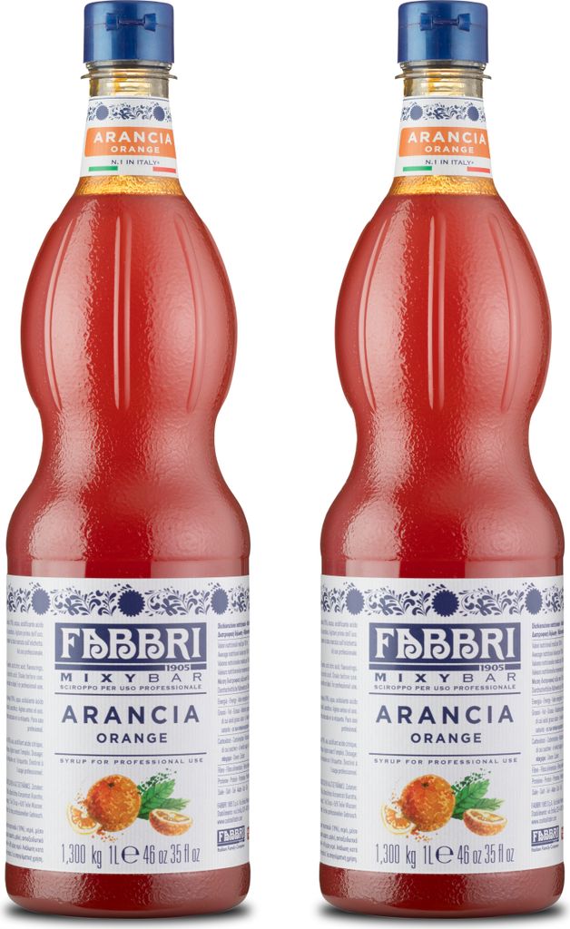 Food-United MIXYBAR-ORANGE-FABBRI Sirup-Mix 2x1L PET-Flasche - Sciroppo di Arancia Italien - ohne Konservierungsmittel - Getränkesirup geeignet f...