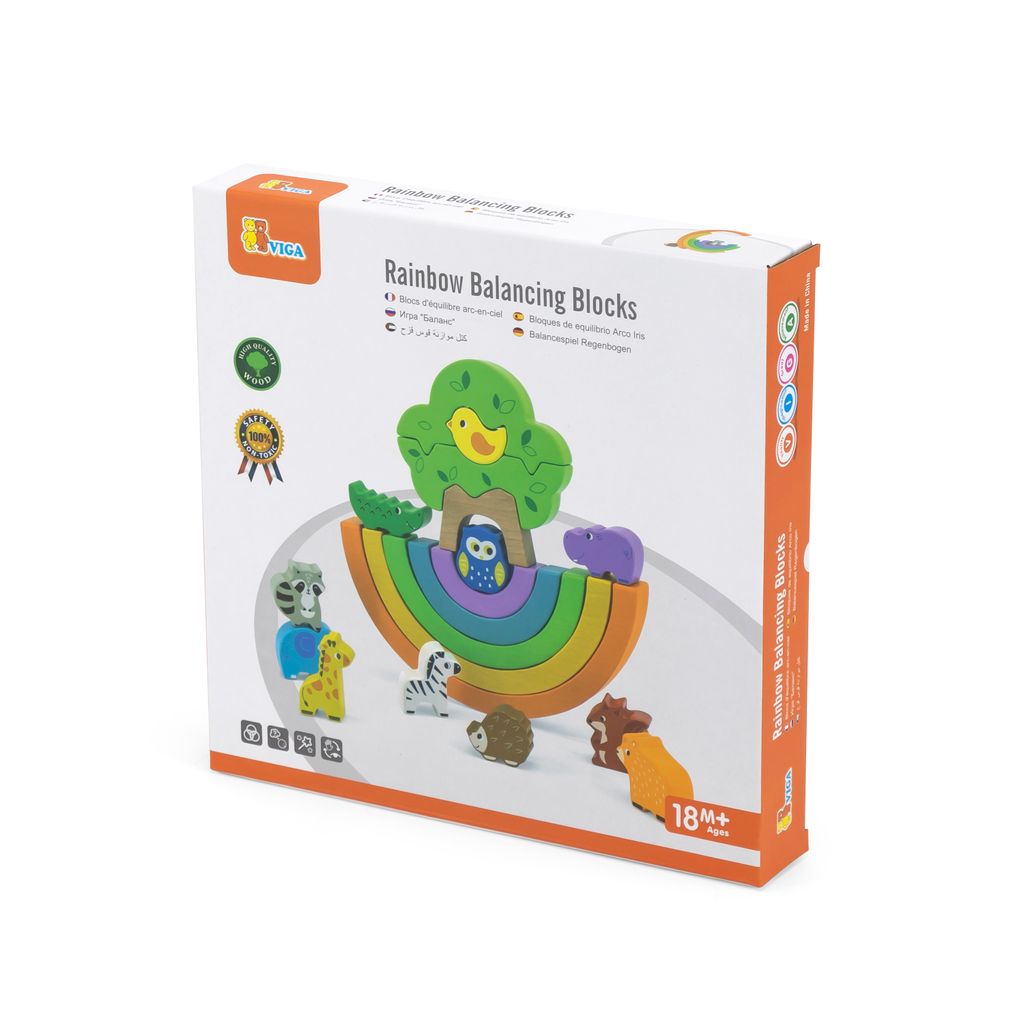 VIGA Dřevěná Duha Skládačka Kreativní Montessori Kostky Obrázek produktu 