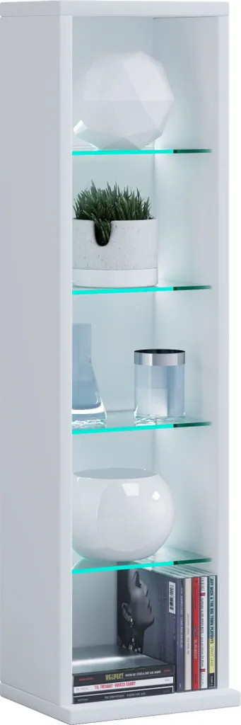 Meuble de rangement vertical Rasato L blanc avec 4 étagères en verre
