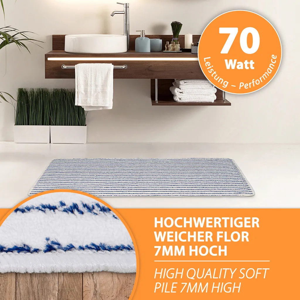 Tapis chauffant 70W haute performance 12V 55x95cm blanc bleu robuste