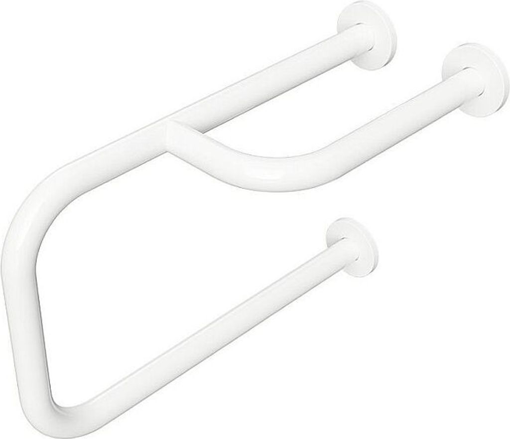 BELP Stützgriff Rechts Eisen Weiß mit Abdeckung 235x380x516 mm, 120 kg Traglast für Bad & WC >> zum Bohren