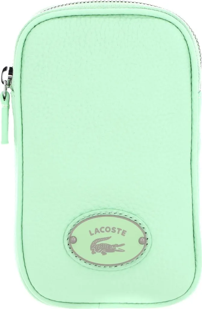 Sac téléphone Lacoste en cuir véritable Origin Croc coloris menthe