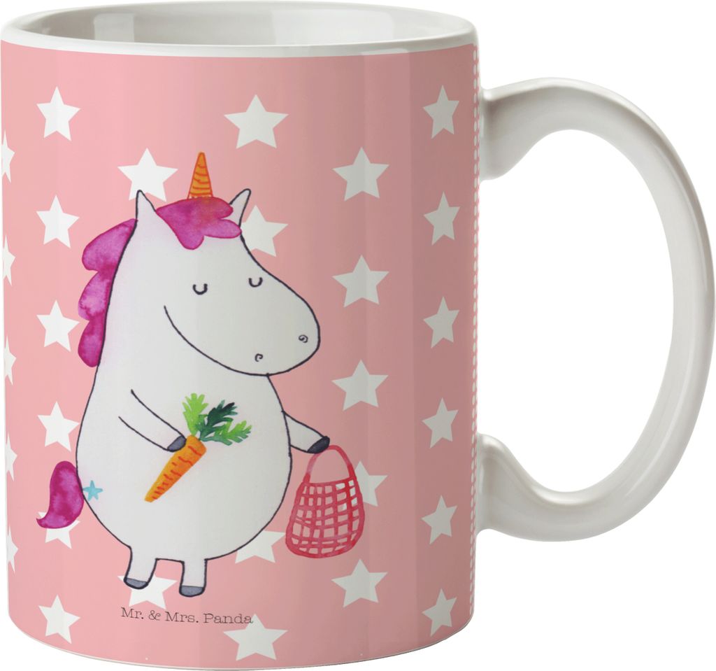 Mr. & Mrs. Panda Kinderbecher Einhorn Gemüse - Rot Pastell - Geschenk, Kindertasse, Haferl, Plastikbecher, Biomarkt, Wochenmarkt, Einhörner, Unic...