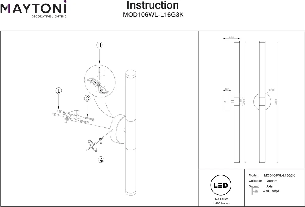 Applique murale LED Axis Gold - Solution éclairage anti-éblouissement chic - 2