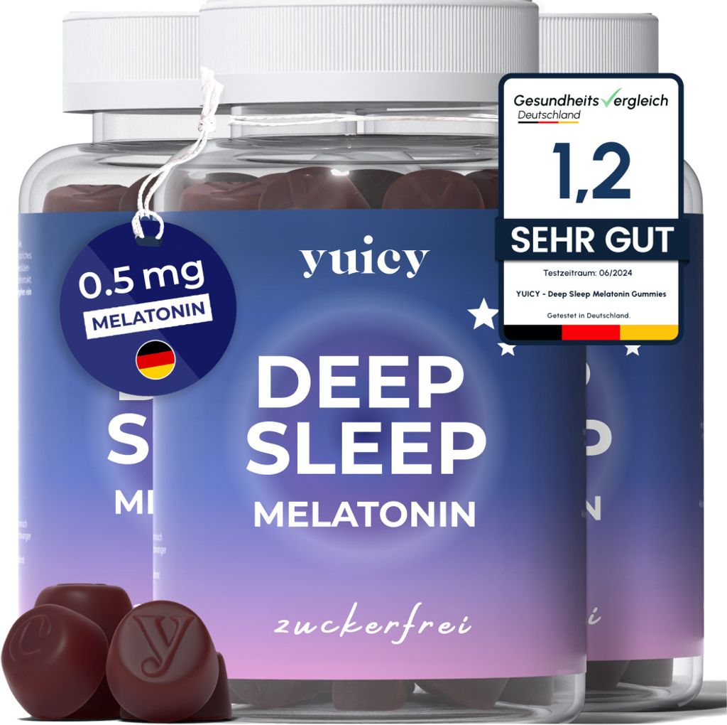 Melatonin Gummibärchen - Zum Einschlafen - Zuckerfrei & Vegan - yuicy® Deep Sleep