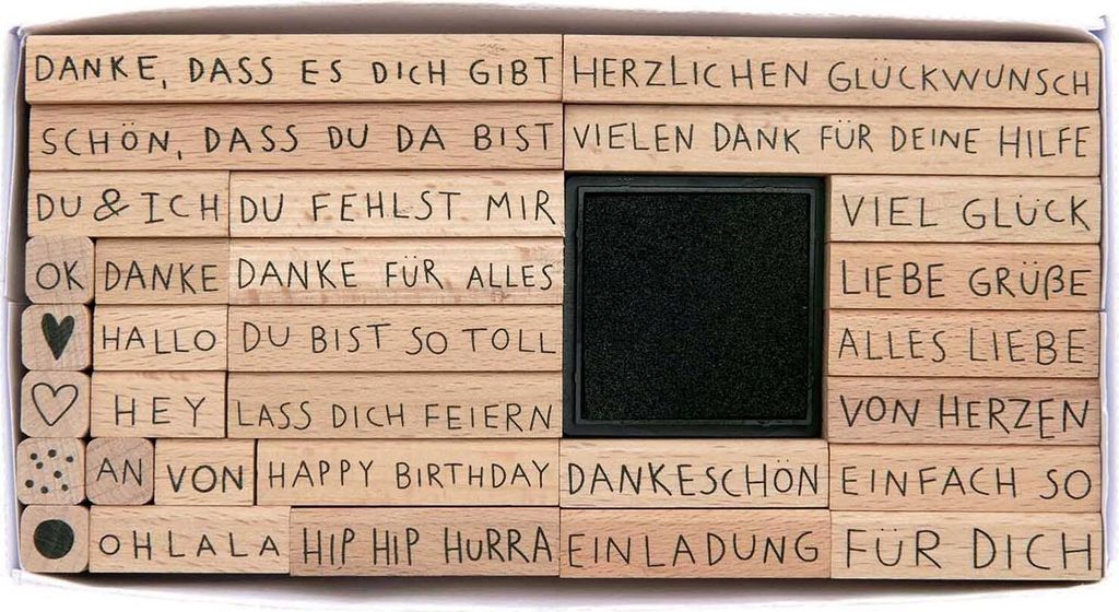 Stempelset Text, Deutsch,100% Produktbild 