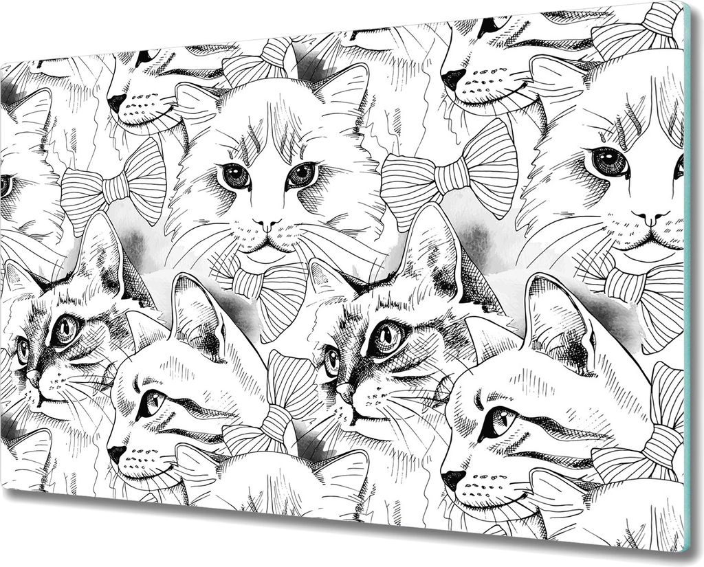 Glas-Herdabdeckplatte Glaskeramikkochfeld-Abdeckung Spritzschutz - 80x52 cm - Elegante Katzen Tier