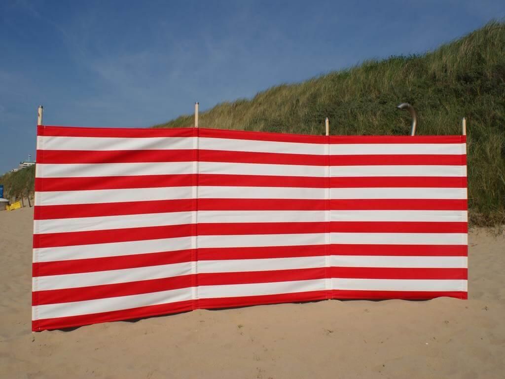Strandwindschutz 4 m, rot/weiß, Polyacryl-Windschutz – 4 m Camping-Windschutz