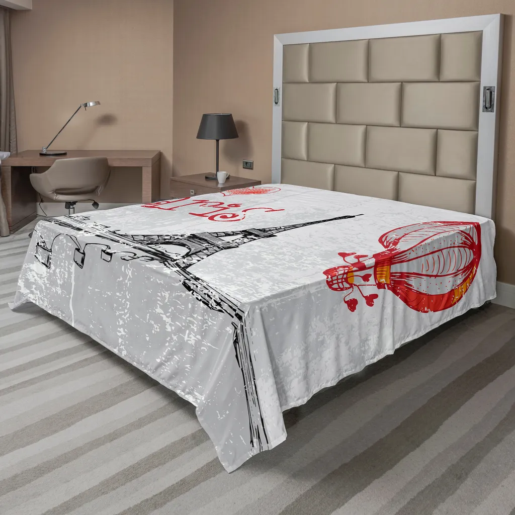 Drap plat design Montgolfière et Cœurs en microfibre confortable 266 cm