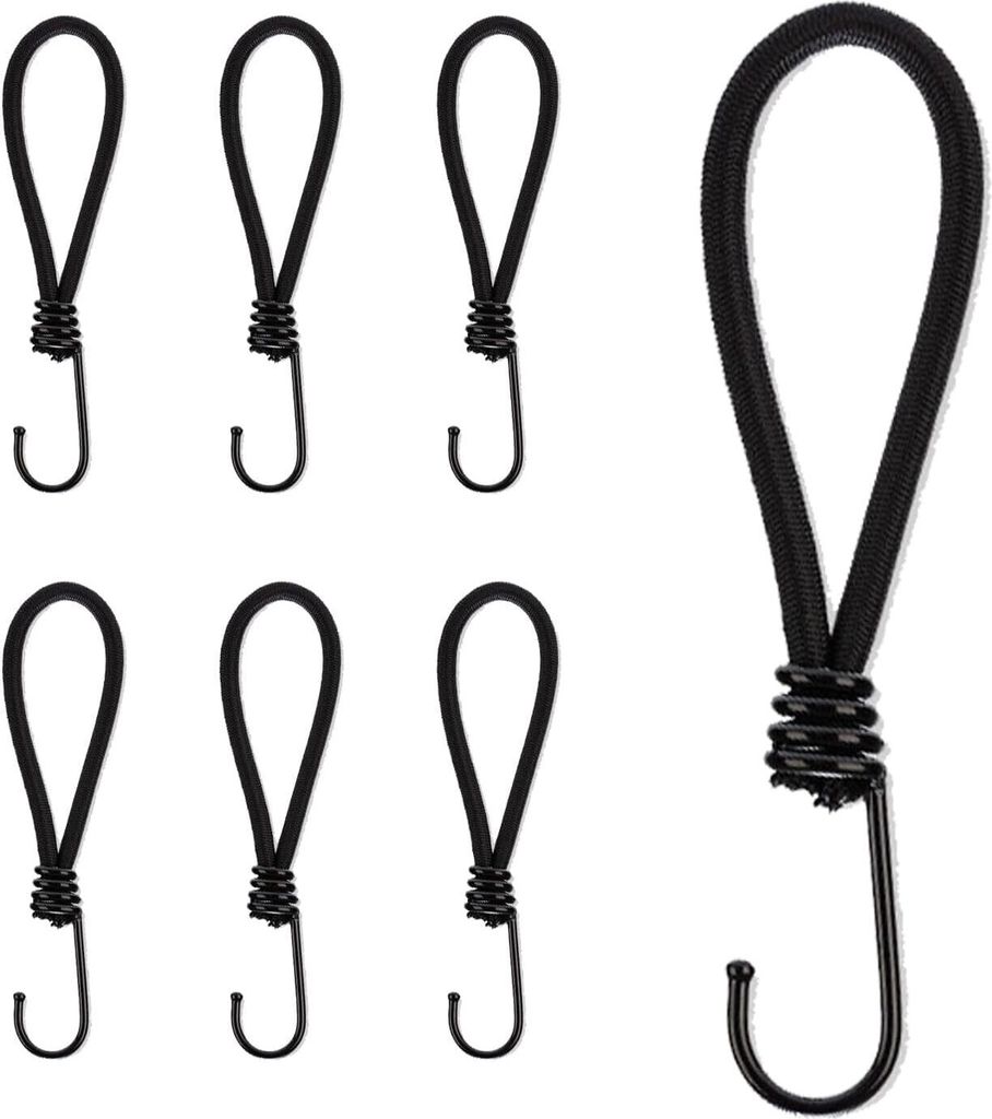 6 Stück Expander mit Haken,15cm Planenspanner, Gummispanner für Planen, Netze, Banner, Expanderschlingen, Spannhaken, Schwarz