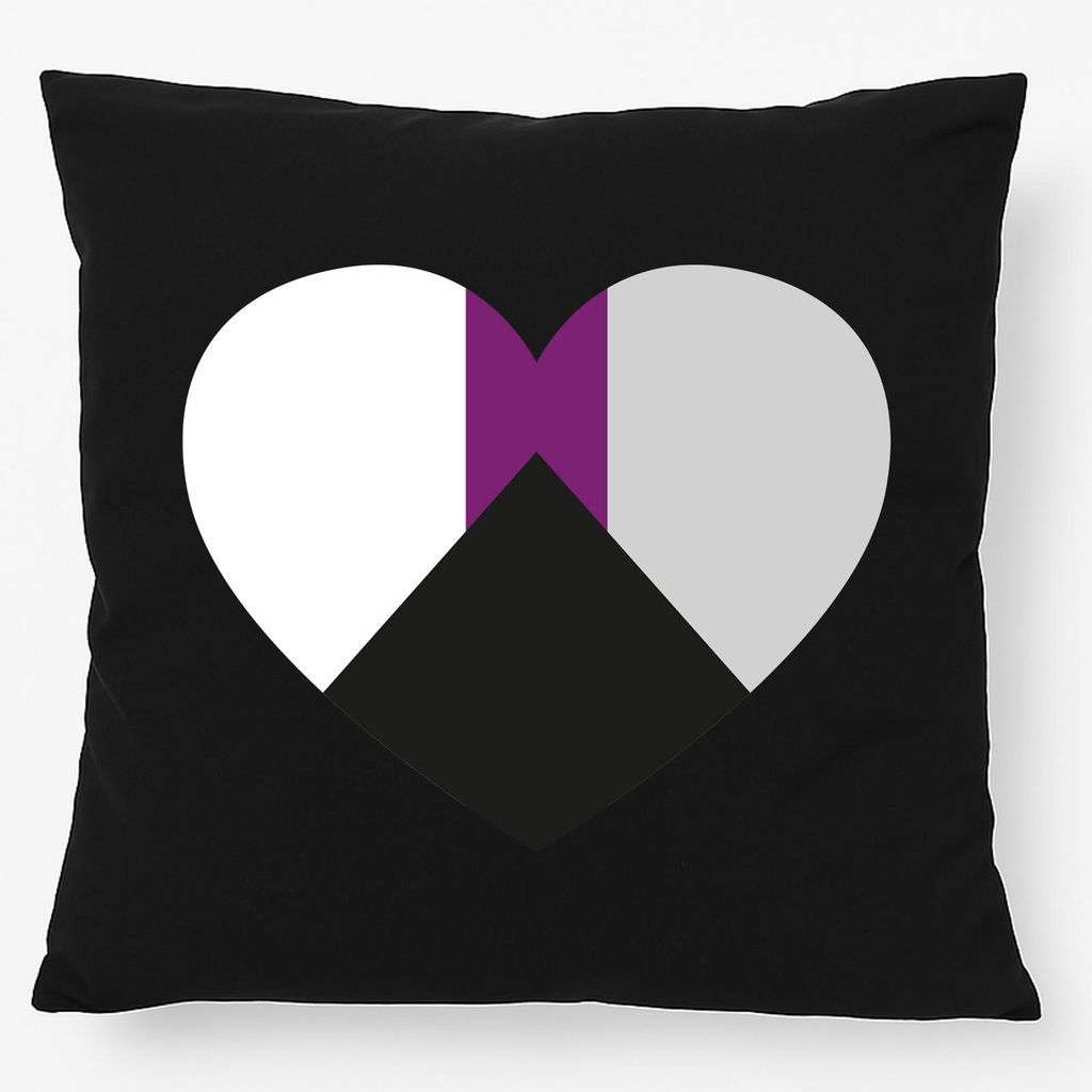 Huuraa Kissen Demisexuell Pride Flagge LGBTQ Herz 40x40cm mit Füllung Black Baumwolle Dekokissen Geschenkidee