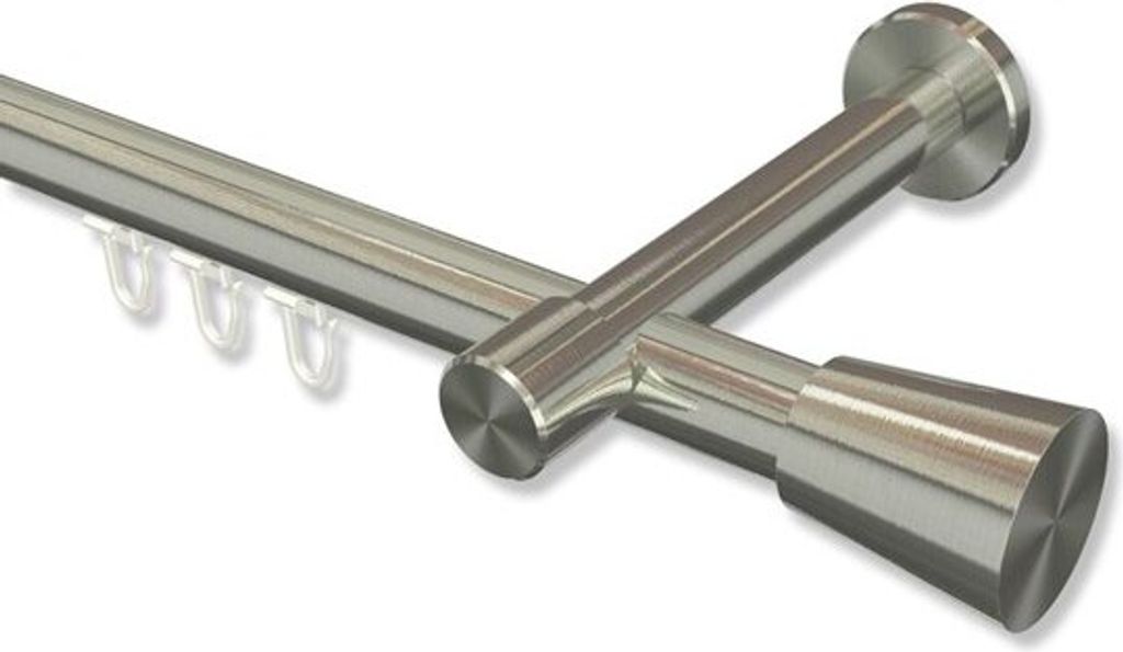 Interdeco Innenlaufstange, Gardinenstange mit Innenlauf Edelstahl-Optik Modell Prestige Sitra, 20 mm Ø 1-läufig, 360 cm (geteilt)