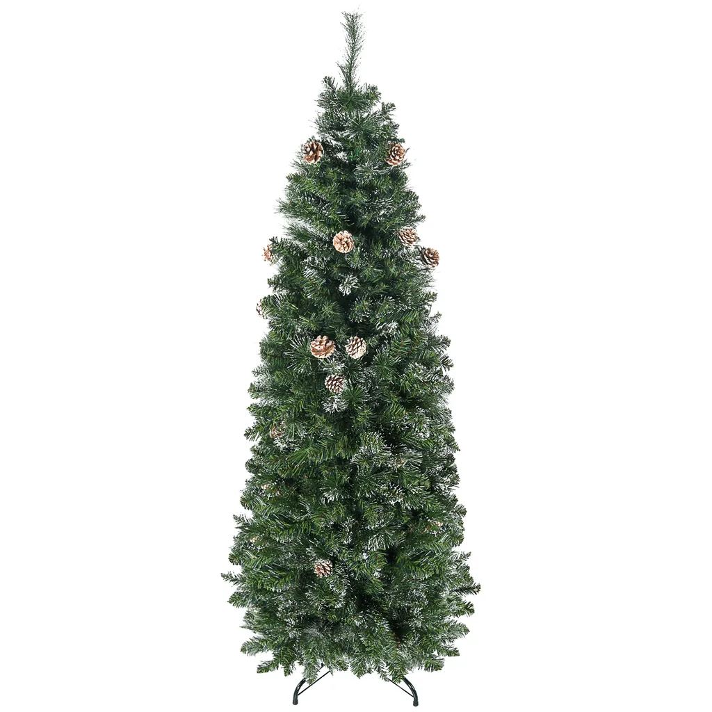 Sapin de Noël artificiel 180 cm HOMCOM avec 618 branches enneigées vert